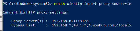 winhttp proxy server import from IE