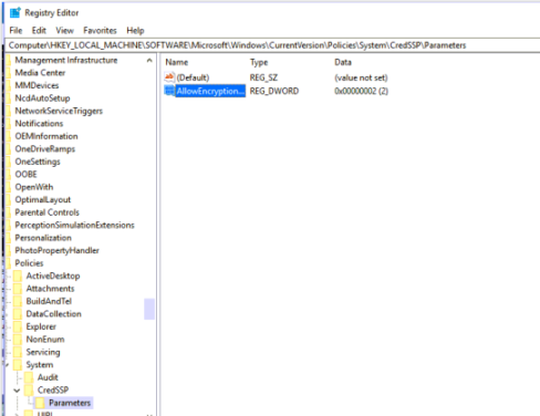 registry parameter AllowEncryptionOracle