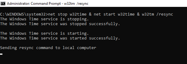 restart w32time service