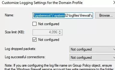 enable logs in windows defender firewall