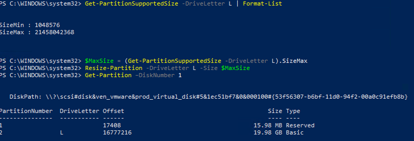 Resize-Partition from posh