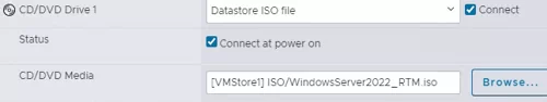 VMware VM: mounting an ISO image