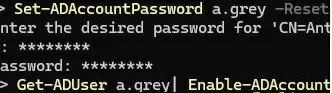 PowerShell: reset user password and enable account