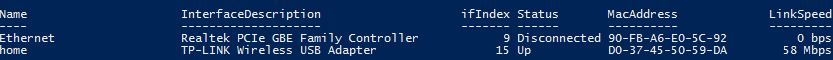 run powershell command Get-NetAdapter remotely