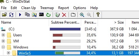 winsxs folder size in windows