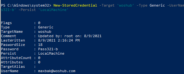 Create a credential object for PowerShell automation using New-StoredCredential