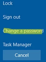 Change a password in RDP session via Ctrl+Alt+End