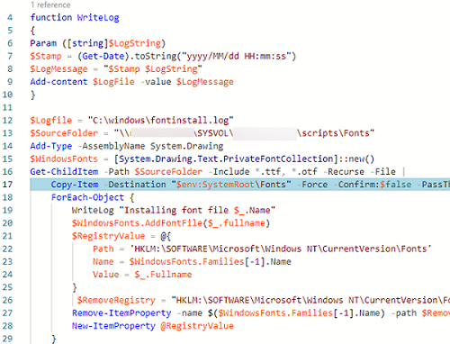 Install new fonts in Windows with a PowerShell script