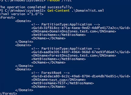 rendom /list command used to generate Domainlist.xml