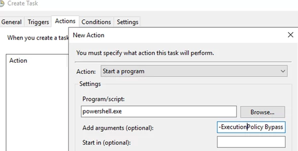 run a PowerShell script using a scheduled task