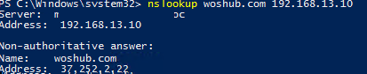 using nslookup in windows client