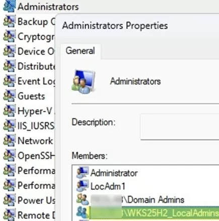 custom domain group added to local admins via gpo