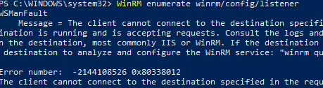 WinRM enumerate error WSManFault