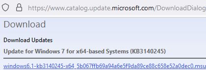 download Windows update KB3140245