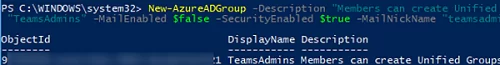 New-AzureADGroup