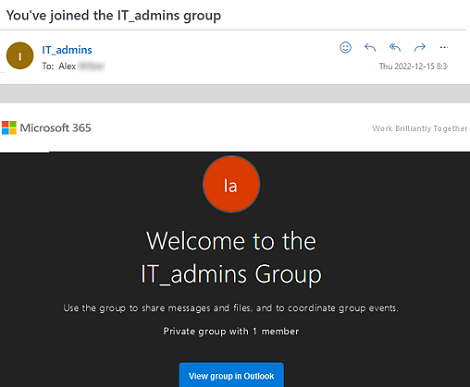 Group's Welcome Email/Message in Microsoft 365