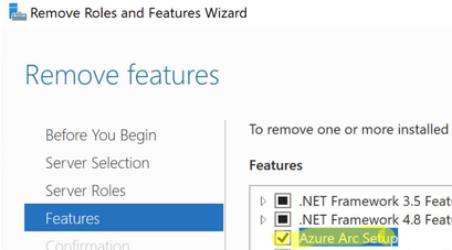 Remove Azure Arc Setup feature on Windows Server 2022