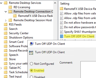 Group Policy: Turn off UDP on Client