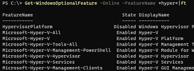 Check if the Hyper-v feature is installed