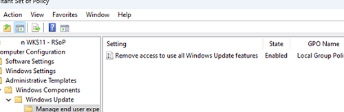 GPO: Remove access to use all Windows Update features