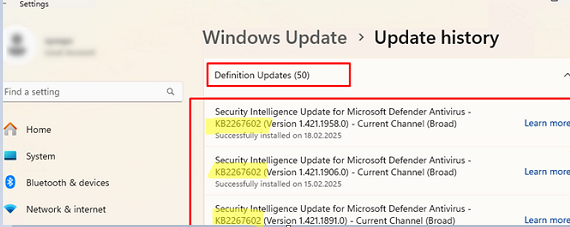 KB2267602 - Intelligence Update for Microsoft Defender Antivirus instelld via Windows Update