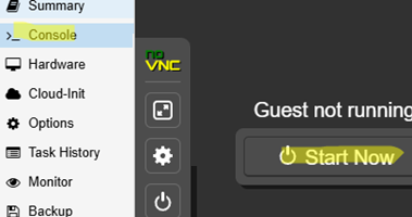 Run guest OS from Proxmox console