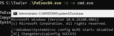 disable WLMS service - cmd