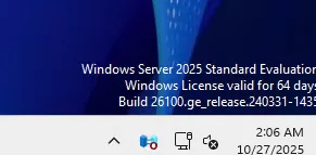 Evaluation license watermark on Windows Server Desktop