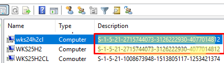 Add the local SID to the computer object properties in AD