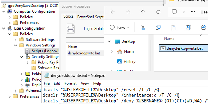 GPO logon script - deny desktop write for users