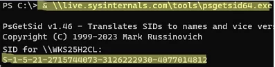 psgetsid64 - get local machine SID