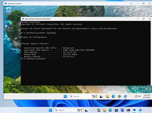 Running sandbox container in Windows 11