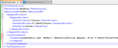 Sample Windows Sandbox configuration file (WSB extension)